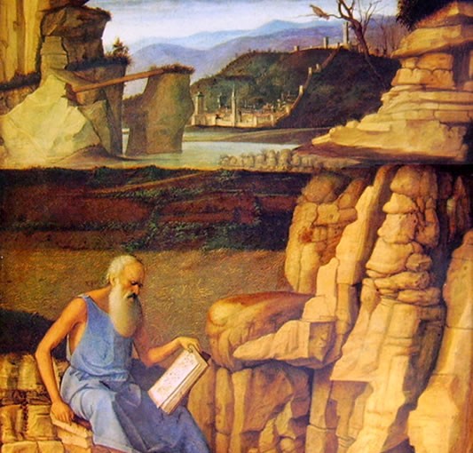 San Gerolamo leggente in un paesaggio (Londra) di Giovanni Bellini
